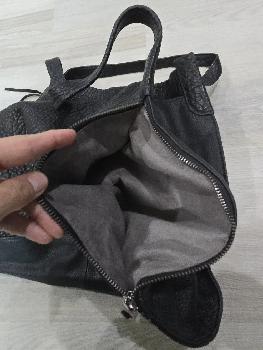 Vince Camuto Zani Pebbled Leather Tote Bag Black